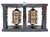 Buddhist Handmade Wall Prayer Wheel With Mantra Inside, [stone Setting], Wall Mountable