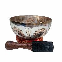 Jambati Singing Bowl Singing Bowl, Buddhist Hand Beaten, Jambhala Carved, Silver Plated