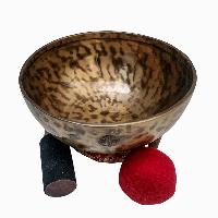 Full Moon Bowl, Buddhist Hand Beaten, Moon Carved, Antique Finishing