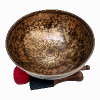 Full Moon Bowl, Buddhist Hand Beaten, Moon Carved, Antique Finishing