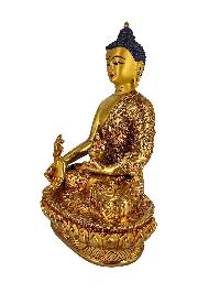 [medicine Buddha], Buddhist Handmade Statue, [gold Plated] With [face Painted]