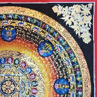 Mantra Mandala Thangka With Double Dorje At Center, Buddhist Traditional Painting, [hand Painted]