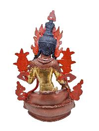 [green Tara], Buddhist Handmade Statue, [partly Gold Plated] And [face Painted]