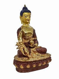 [medicine Buddha], Buddhist Handmade Statue, [partly Gold Plated] And [face Painted]