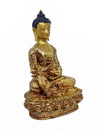 [medicine Buddha], Buddhist Handmade Statue, [gold Plated] And [face Painted]