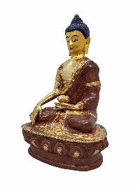 [shakyamuni Buddha], Buddhist Handmade Statue, [partly Gold Plated] And [face Painted]