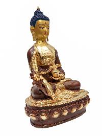 [medicine Buddha], Buddhist Handmade Statue, [partly Gold Plated] And [face Painted]