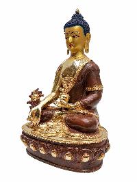 [medicine Buddha], Buddhist Handmade Statue, [partly Gold Plated] And [face Painted]