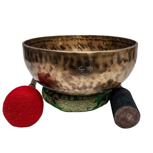 [full Moon Bowl], Buddhist Hand Beaten, Moon Carved, Antique Finishing