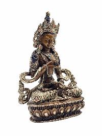 [vajrasattva], Buddhist Statue, [silver And Chocolate Oxidized]