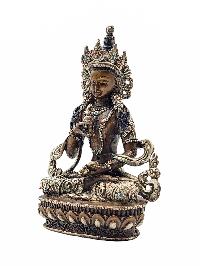 [vajrasattva], Buddhist Statue, [silver And Chocolate Oxidized]