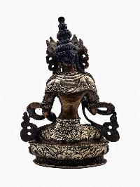 [vajrasattva], Buddhist Statue, [silver And Chocolate Oxidized]