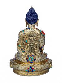 [shakyamuni Buddha], Buddhist Handmade Statue, [face Painted], [gold Plated] And [stone Setting]