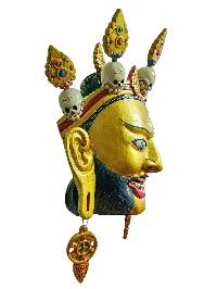 [padmasambhava] Handmade Wooden Mask, [painted], [high Quality], Guru Rimpoche