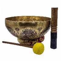 Singing Bowl, Buddhist Hand Beaten, With Fine Etching Carving Of Mandala, [sri Yantra]