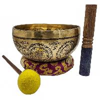 Singing Bowl, Buddhist Hand Beaten, With Fine Etching Carving Of Mandala