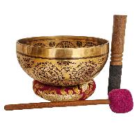 Singing Bowl, Buddhist Hand Beaten, With Fine Etching Carving Of Samadhi