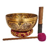 Singing Bowl, Buddhist Hand Beaten, With Fine Etching Carving Of Manjushree