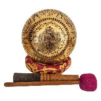 Singing Bowl, Buddhist Hand Beaten, With Fine Etching Carving Of Ganesh