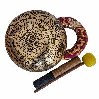 Singing Bowl, Buddhist Hand Beaten, With Fine Etching Carving, [mandala]