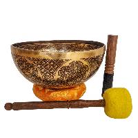 Singing Bowl, Buddhist Hand Beaten, With Fine Etching Carving