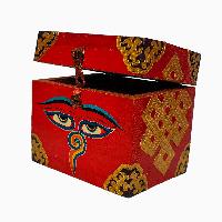 Tibetan Ritual Wooden Box, [carved] And Painted