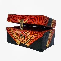 Tibetan Ritual Wooden Box, [carved] And Painted