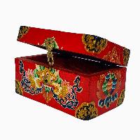 Tibetan Ritual Wooden Box, [carved] And Painted