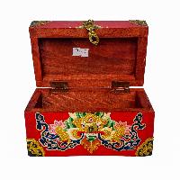 Tibetan Ritual Wooden Box, [carved] And Painted