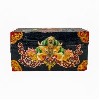 Tibetan Ritual Wooden Box, [carved] And Painted