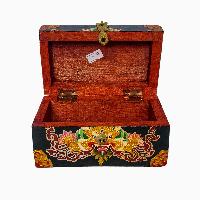 Tibetan Ritual Wooden Box, [carved] And Painted