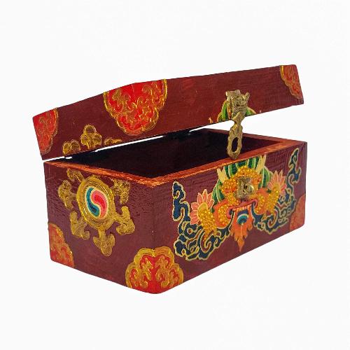 Tibetan Ritual Wooden Box, [carved] And Painted