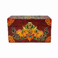 Tibetan Ritual Wooden Box, [carved] And Painted