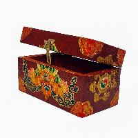 Tibetan Ritual Wooden Box, [carved] And Painted