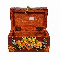 Tibetan Ritual Wooden Box, [carved] And Painted