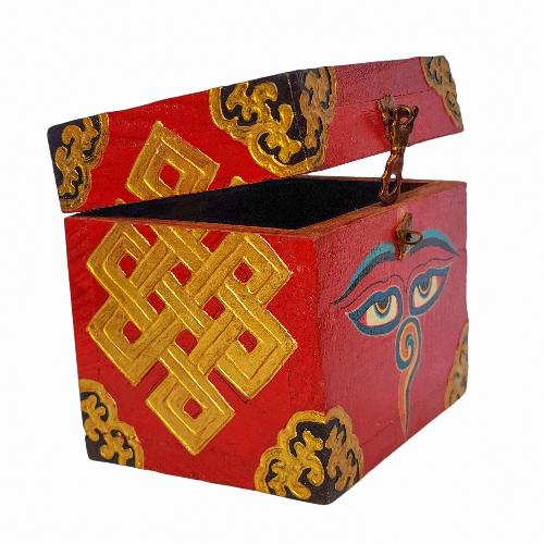 Tibetan Ritual Wooden Box, [carved] And Painted