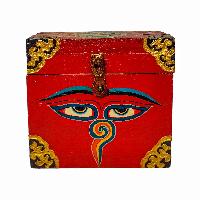 Tibetan Ritual Wooden Box, [carved] And Painted