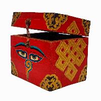 Tibetan Ritual Wooden Box, [carved] And Painted