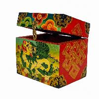 Tibetan Ritual Wooden Box, [carved] And Painted