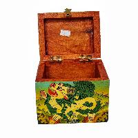 Tibetan Ritual Wooden Box, [carved] And Painted