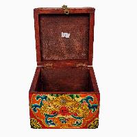 Tibetan Ritual Wooden Box, [carved] And Painted