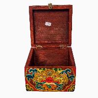 Tibetan Ritual Wooden Box, [carved] And Painted