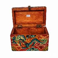 Tibetan Ritual Wooden Box, [carved] And Painted