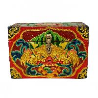 Tibetan Ritual Wooden Box, [carved] And Painted