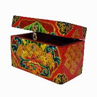 Tibetan Ritual Wooden Box, [carved] And Painted