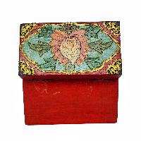 Tibetan Ritual Wooden Box, [carved] And Painted