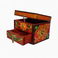 Tibetan Ritual Wooden Box, [carved] And Painted