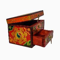 Tibetan Ritual Wooden Box, [carved] And Painted