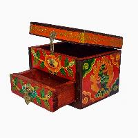 Tibetan Ritual Wooden Box, [carved] And Painted