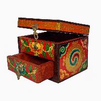 Tibetan Ritual Wooden Box, [carved] And Painted